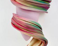 Unique Modern Art Pottery Abstract Wall Vase. Fluid Form. Textured Hues Signed By Artist
