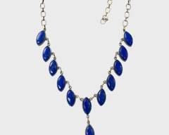 Fine Sterling Silver Blue Lapis Lazuli Statement Necklace 18
