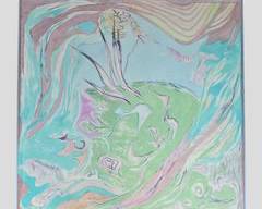 HUGE M Morris Fantastic Abstract Batik Painting Hippie Psychedelic Signed
