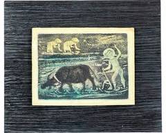 Signed Original Etching Float Mounted On Board 12/50 Abstract Modern
