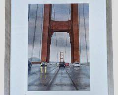 Fantastic Florence Setzer The Gold Gate Watercolor Abstract Painting Framed
