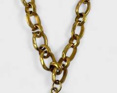 Chanel Style Gold Tone Statement Link 15 Inch Necklace
