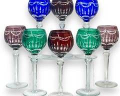Eight Fine Cut To Clear Crystal Glass Wine Goblet Glasses
