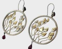 Fine Two Toned Sterling Silver Foliage Pierced Drop Dangle Statement Earrings
