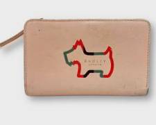 RADLEY London Radley Shadow Stripe Pink Leather Medium Bifold Wallet Scotti Dog
