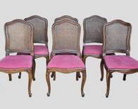 6 Vintage Henredon French Style Cane Back & Wood Dining Chairs Hollywood Regency
