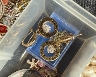 Faux Bvlgari & Diamond gold earrings