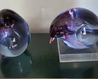 Pair of Amethyst glass crystal figurines