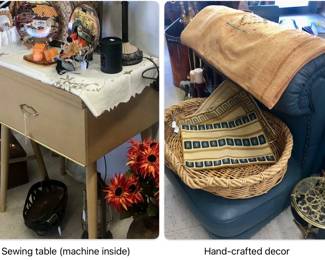 Mid century modern Singer sewing machine inside case.
Hand crafted decor, rug/tapestry