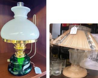 Antique table lamp and antique ceiling light