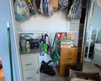 So many handbags ,file cabinets and more 