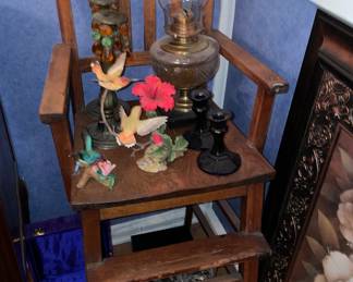 Antique Children's Wooden High Chair
