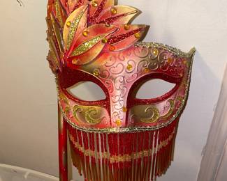 Mardi Gras Handled Mask