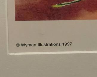 Framed & Signed "Wyman Illustrations" Wall Art (1997)