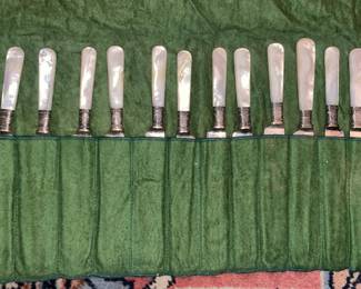 Sterling Silver & Mother Of Pearl Knife Set