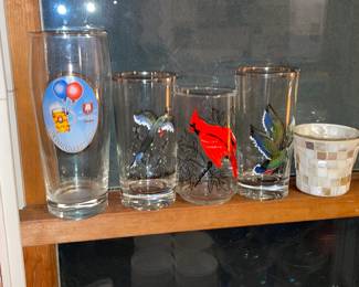 Vintage Bird Themed Drinking Glasses