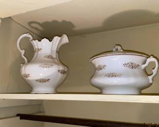 Antique Pitcher & Handled Bowl Set