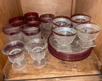 Red & Clear Glass Set