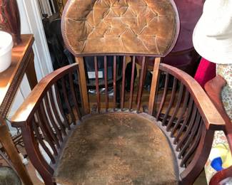 BEAUTIFUL Antique Victorian Wooden Rocking Chair W/ Velvet Seat & Head Rest
