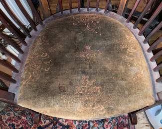 BEAUTIFUL Antique Victorian Wooden Rocking Chair W/ Velvet Seat & Head Rest