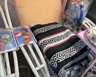 Vintage Oversized Wooden Wicker Rattan Arm Chairs (2 Available)