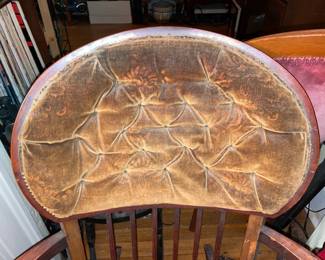 BEAUTIFUL Antique Victorian Wooden Rocking Chair W/ Velvet Seat & Head Rest