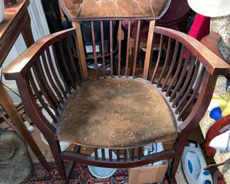 BEAUTIFUL Antique Victorian Wooden Rocking Chair W/ Velvet Seat & Head Rest