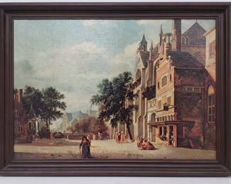 Lot # : 254 - Framed print processed on canvas town scene
