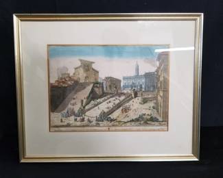 Lot # : 99 - Framed vintage hand colored engraving

