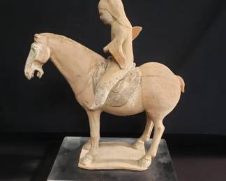 Lot # : 62 - Terracotta Tang dynasty-style rider on resin base
