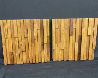 Lot # : 149v - 2 Mid century wood panel wall art

