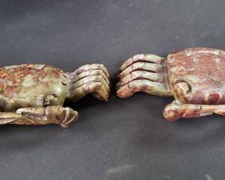 Lot # : 152 - Pair of soapstone carved crab sculptures
