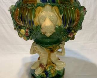 Lot # : 25f - Vintage large majolica jardiniere in the style of Albert-Ernest Carrier-Belleuse
