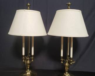 Lot # : 91 - Pair of vintage brass table lamps
