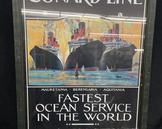 Lot # : 255v - Cunard Line steamship framed poster
