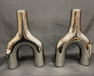 Lot # : 245v - Pair of metallic-glazed ceramic vases
