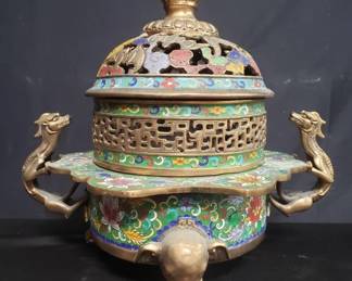 Lot # : 150 - Antique Chinese cloisonne enamel incense burner
