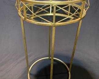 Lot # : 283f - Vintage Italian gilt metal mirror top oval side
