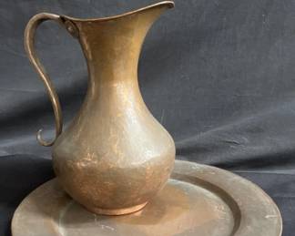 Lot # : 267 - Copper pitcher and tray
