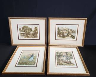 Lot # : 129 - Group of hand colored etchings
