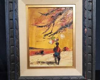 Lot # : 97 - Signed framed oil on canvas abstract
