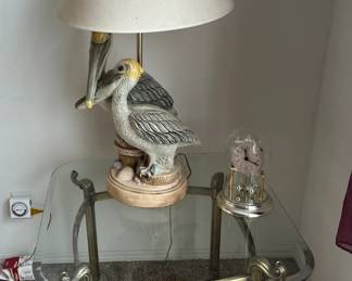 Brass and beveled glass end tables pair 26” x 26” (Lamps not available for pre-sale)