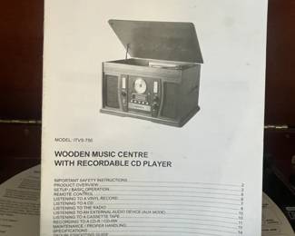 IT Wooden Music Center w/turntable, radio, CD and cassette player