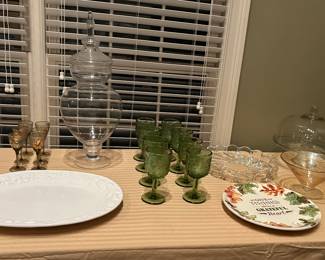 Assorted buffet and holiday dish ware