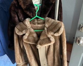 Faux mink coats - heads will turn when you walk in wearing one of these! 1960's (?)