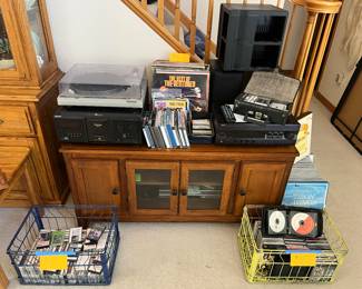 Turntable and stereo.  And vinyl, cd's etc.