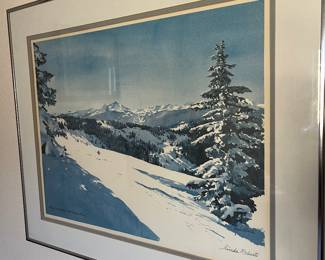 Ski scenes (2) Vintage water color. Numbered and signed by the well known artist - Linda Roberts.