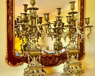 Napoleon III style brass candlabras