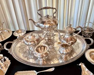 19th c. English silver on copper tea service