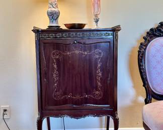French marquetry and mother of pearl inlaid cabinet
